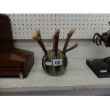 A 19th century set of fruit knives and stand