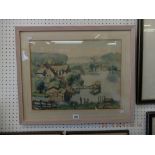 A framed and glazed watercolour country scene