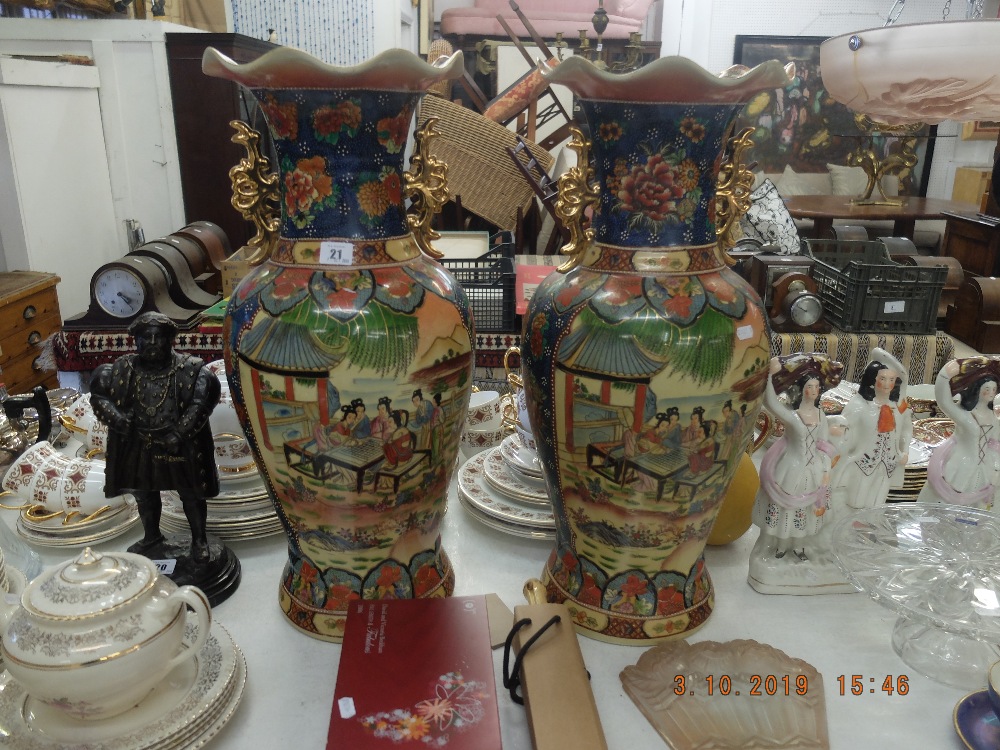 A pair of Chinese temple vases, - Image 2 of 2