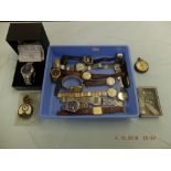A quantity of assorted watches including two pocket watches