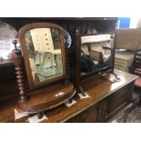 A Georgian mahogany mirror with original glass and a Victorian dressing with spindle supports