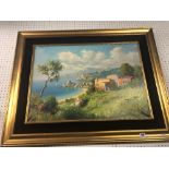 A framed oil on canvas continental scene,