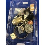 A quantity of mixed items including silver charm bracelet marked 800,