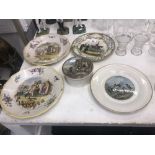 A pair of faience ware plates etc
