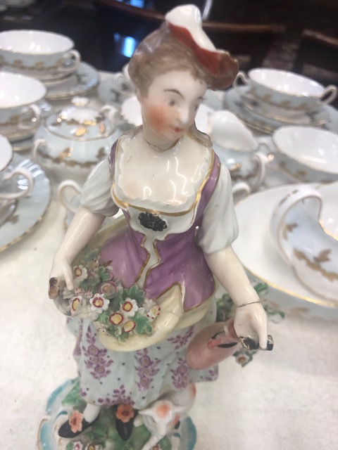 Nine porcelain figures including 18/19th Century Worcester and Derby some damaged - Image 5 of 27