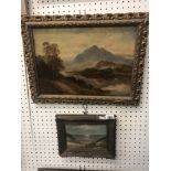 Two 19th century gilt framed oils on canvas landscape and seascape