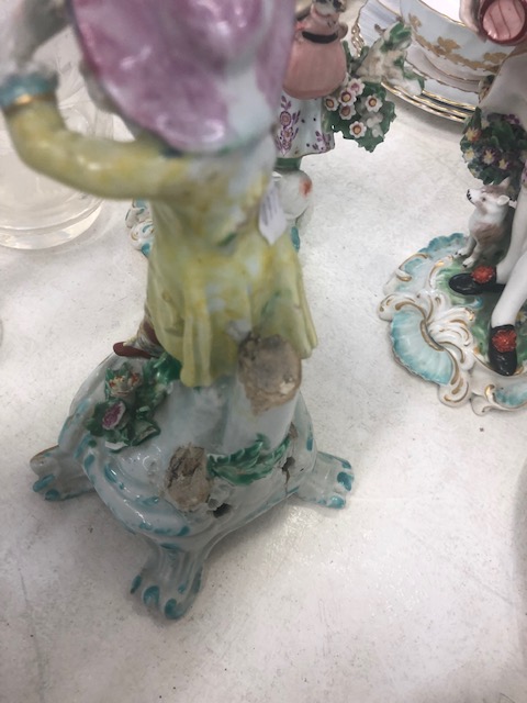 Nine porcelain figures including 18/19th Century Worcester and Derby some damaged - Image 14 of 27