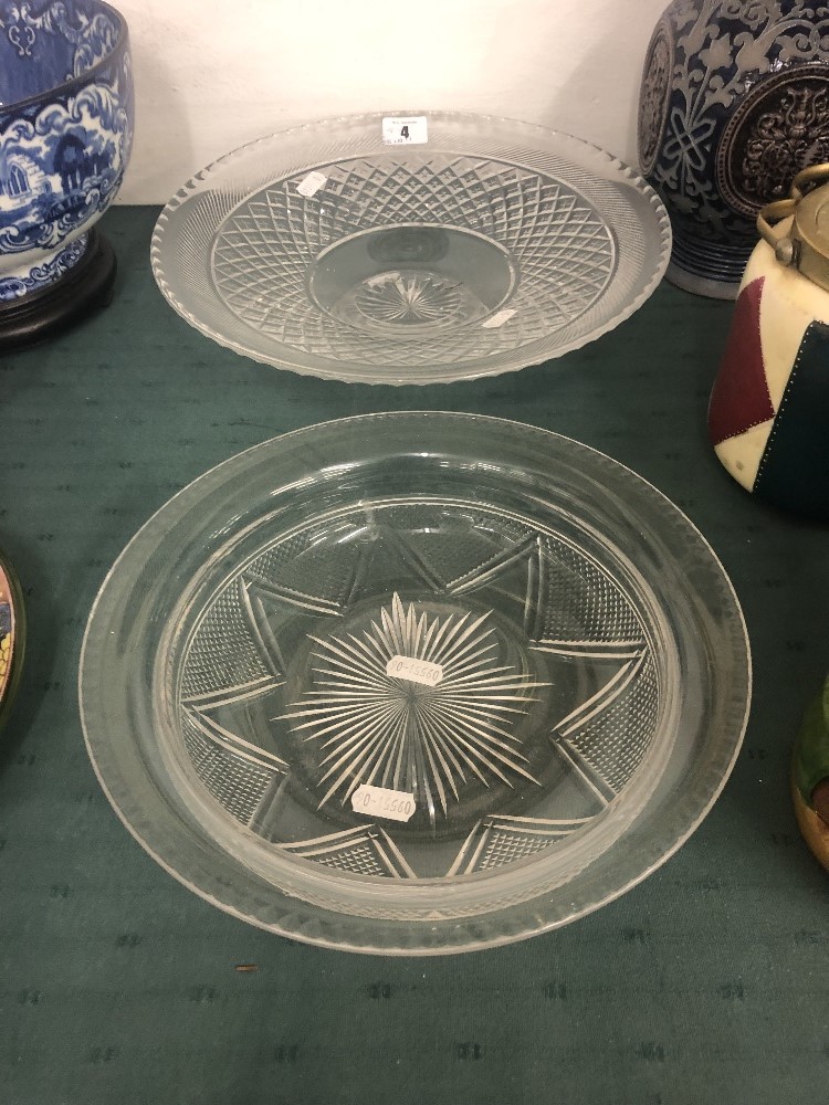 A Victorian cut crystal bowl plus a cut crystal tazza