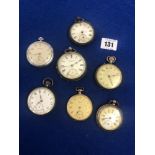 Seven assorted pocket watches all in as found condition some silver cased