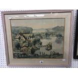 A framed and glazed watercolour country scene