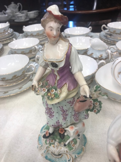 Nine porcelain figures including 18/19th Century Worcester and Derby some damaged - Image 4 of 27