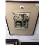 An etching Rye Village signed Frank D Marriot