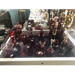A quantity of ruby overlay glass etc
