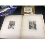 A book of old etchings etc