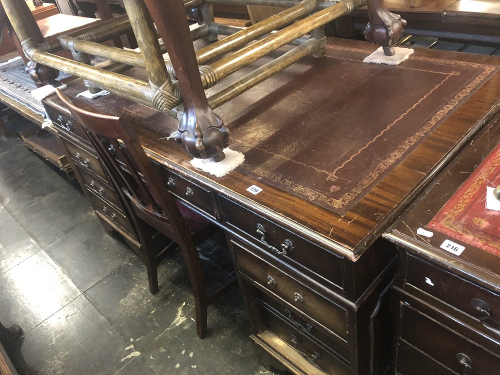 A large mahogany leather top pedestal desk - Image 2 of 3