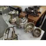 A four piece silver plated tea set