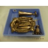 A hallmarked silver cigar ashtray with candle table light a/f plus nine assorted items of silver