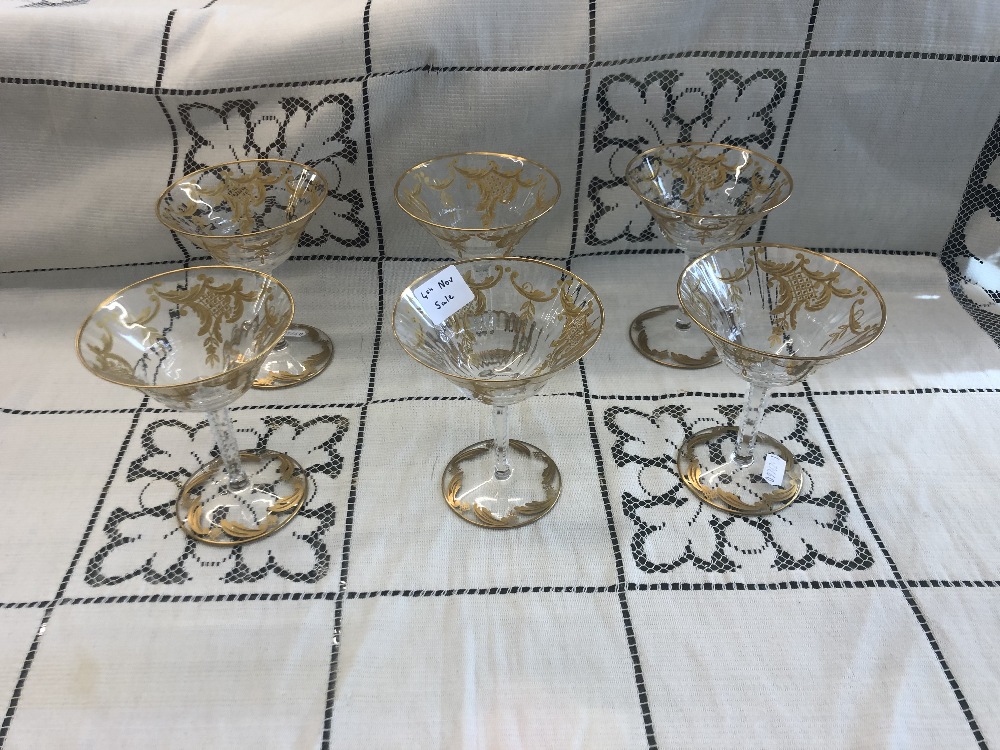 A fine quality set of six cut crystal and gilt overlay thistle champagne coupes, glasses unmarked, - Image 2 of 10