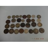 A collection of coins,