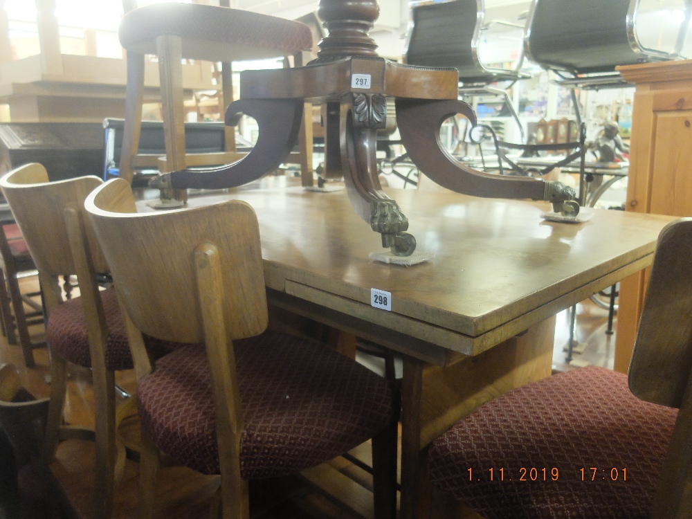 A walnut draw leaf table and six chairs - Image 3 of 3