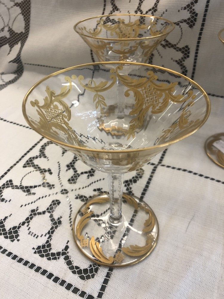 A fine quality set of six cut crystal and gilt overlay thistle champagne coupes, glasses unmarked, - Image 10 of 10