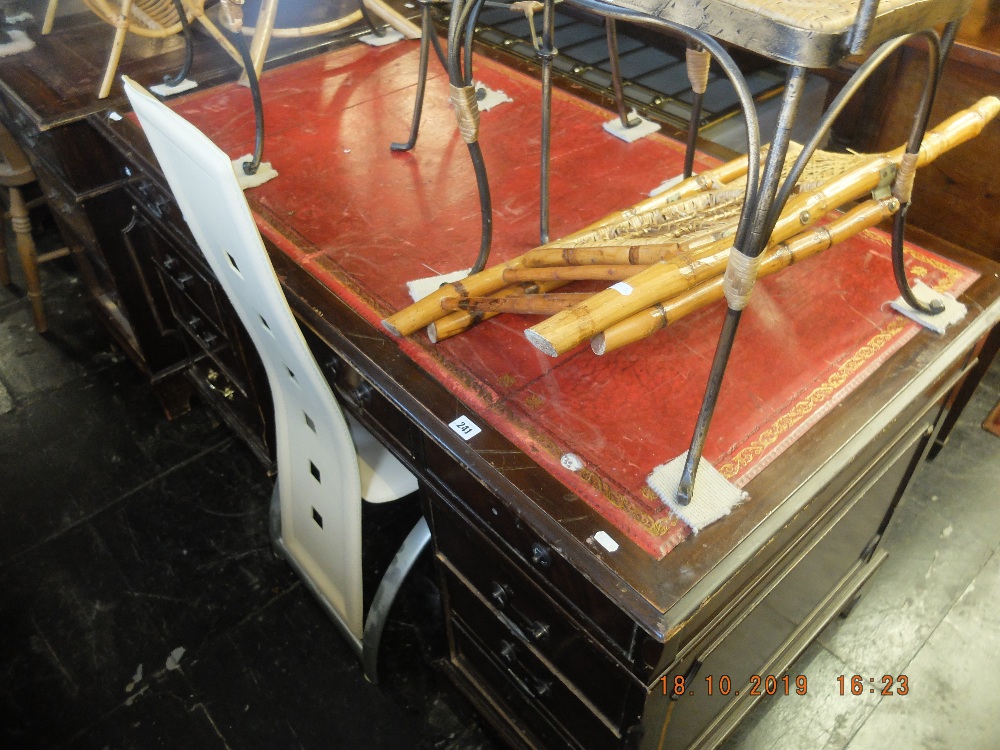 A pedestal desk red leather top - Image 2 of 3