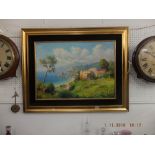 A framed oil on canvas continental scene