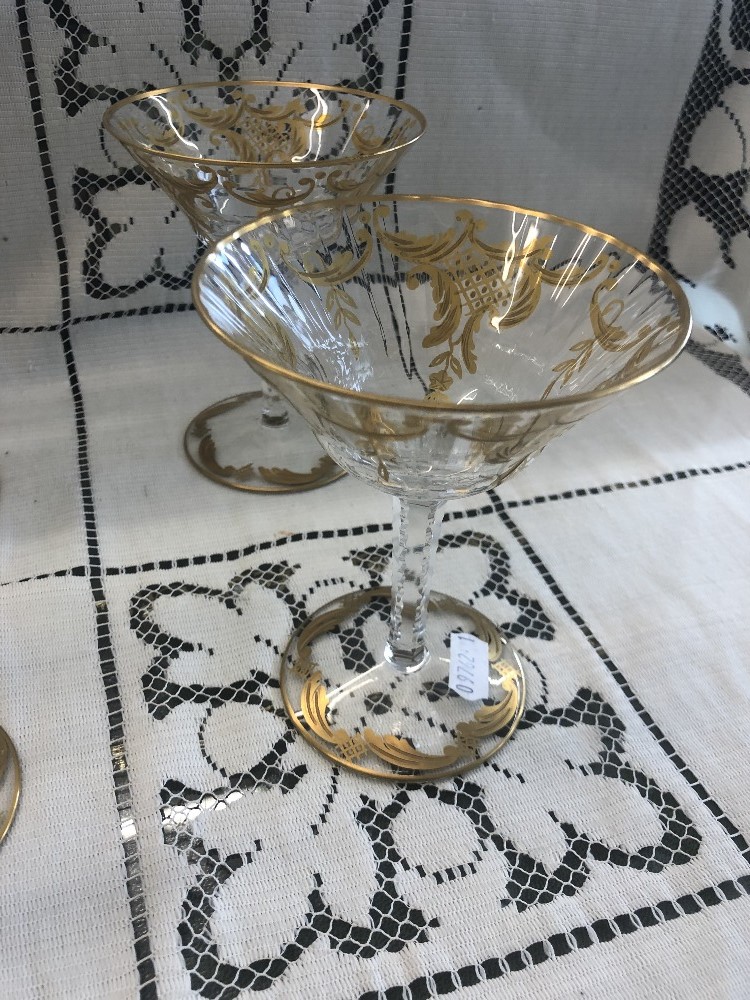 A fine quality set of six cut crystal and gilt overlay thistle champagne coupes, glasses unmarked, - Image 6 of 10