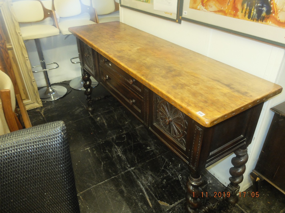 An oak barley twist sideboard