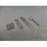 Four hallmarked silver bookmarks