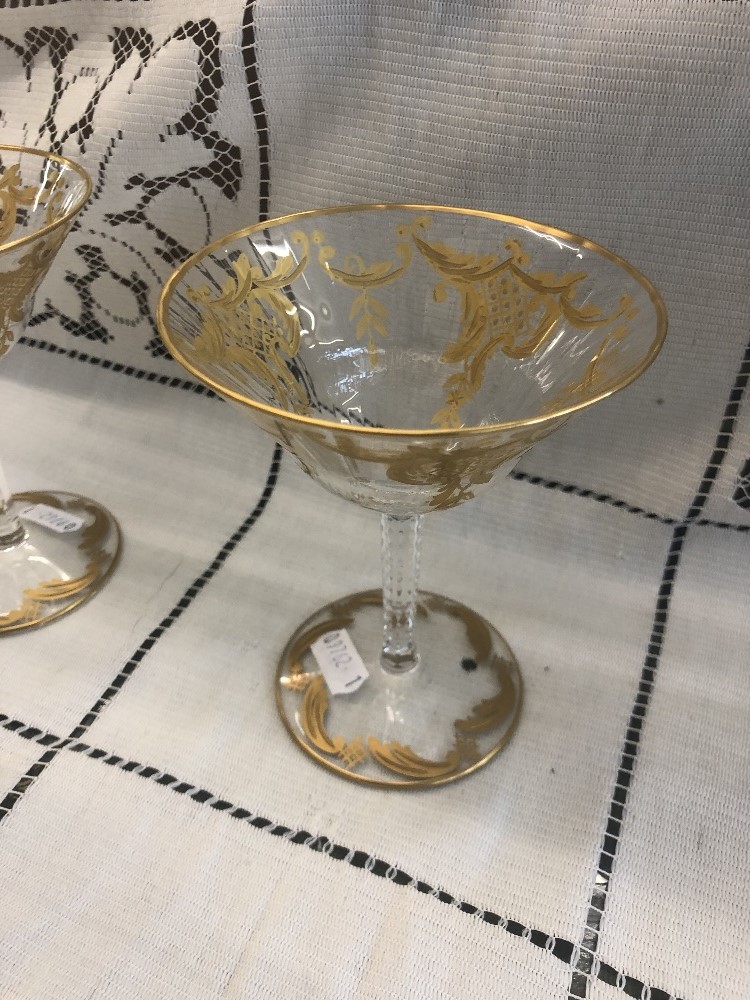 A fine quality set of six cut crystal and gilt overlay thistle champagne coupes, glasses unmarked, - Image 8 of 10