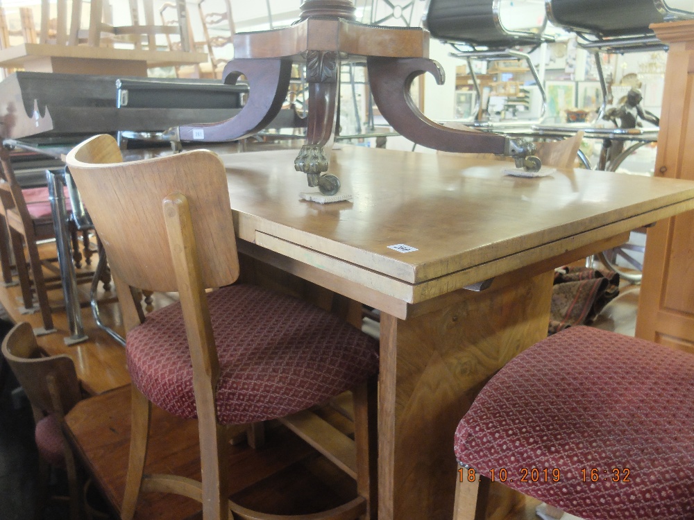 A walnut draw leaf table and six chairs - Image 2 of 3