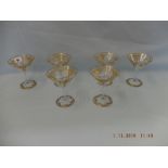 A fine quality set of six cut crystal and gilt overlay thistle champagne coupes, glasses unmarked,