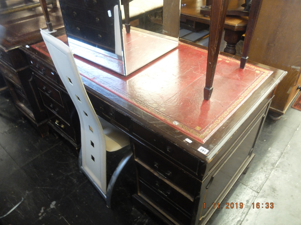 A pedestal desk red leather top - Image 3 of 3