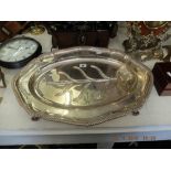 A silver plated Mappin & Webb plater with meat drainer