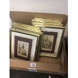 Eight gilt framed coloured prints