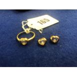 A Chopard happy diamond 18ct gold ring and earrings (missing butterflies)