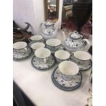 A Royal Doulton Cambridge blue and white tea and coffee service