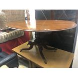 A Regency mahogany oval tilt top table on splayed base