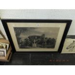 A large framed 19th century engraving the Highwayman