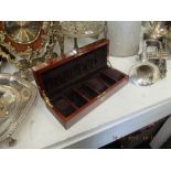 A six division walnut watch box (three cushions missing)