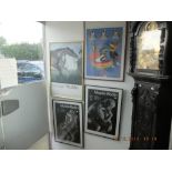 Five modern framed prints including N Mondella