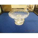 A Lalique crystal tazza with bird supports a/f (tiny chip on rim)