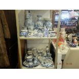 A quantity of blue and white chinaware