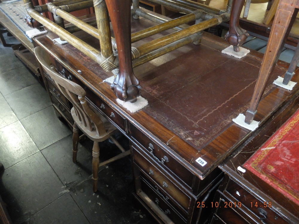 A large mahogany leather top pedestal desk - Image 3 of 3