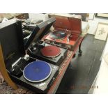 Three clockwork gramophones A/F