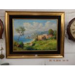 A framed oil on canvas continental scene