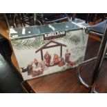 A boxed thirteen piece nativity set