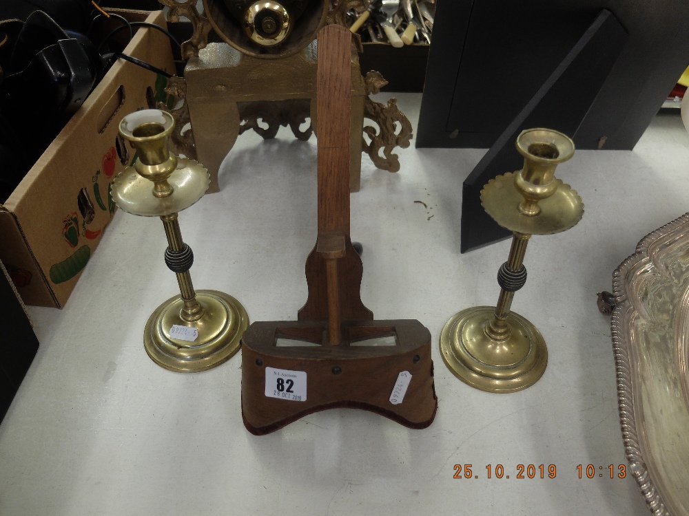 A pair of brass candlesticks plus a viewfinder (A/F) - Image 2 of 2