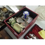 A quantity of assorted china including hand painted porcelain plus a gilt box,